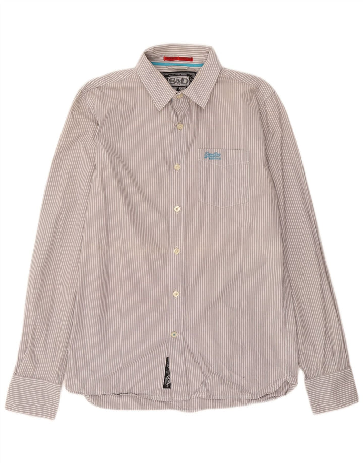 Superdry Chemise Homme Large Gris Rayé Coton