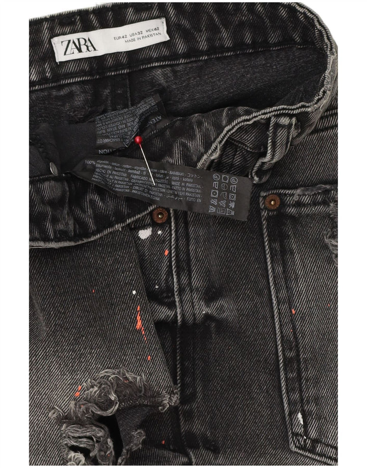 ZARA Short en jean vieilli pour homme EU 42 Large W32 Gris Coton