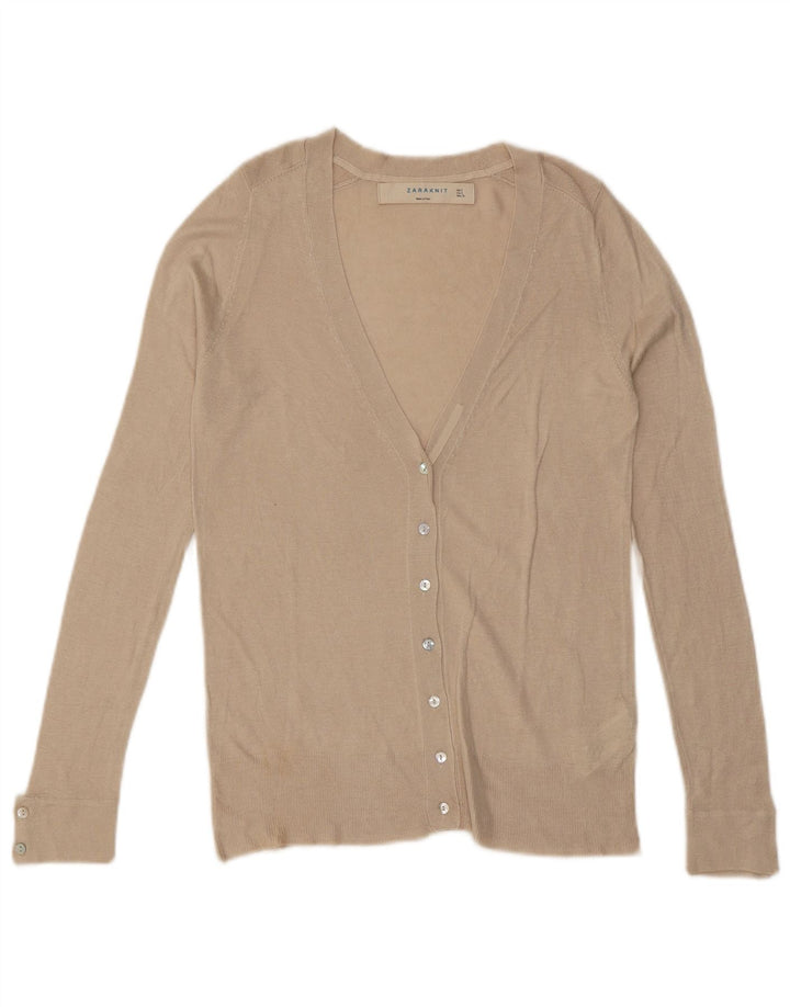ZARA Cardigan Femme Pull UK 10 Petit Viscose Blanc Cassé