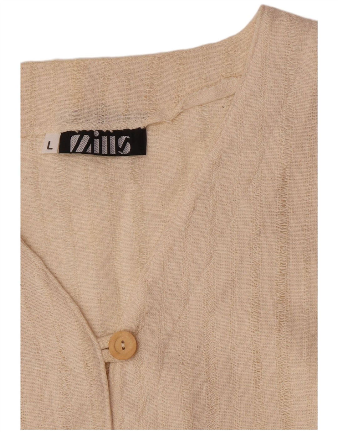 Mills Gilet Femme UK 16 Large Coton Rayé Blanc Cassé