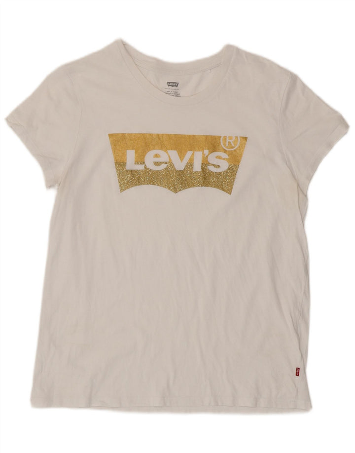 LEVI'S T-shirt graphique pour femme UK 16 Large Blanc