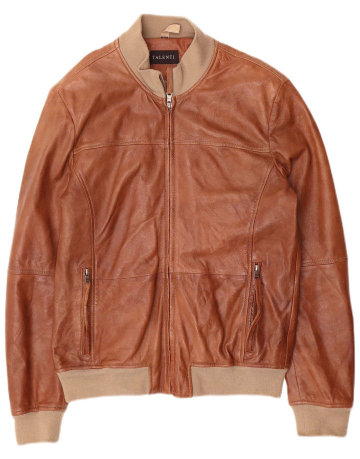 Talenti Veste en Cuir Homme IT 48 Cuir Colorblock Marron Moyen