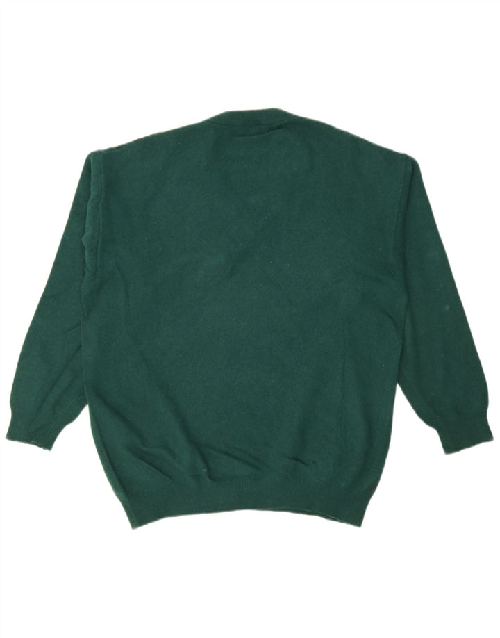 Burlington Pull col V pour homme IT 52 en laine à losanges/diamants verts