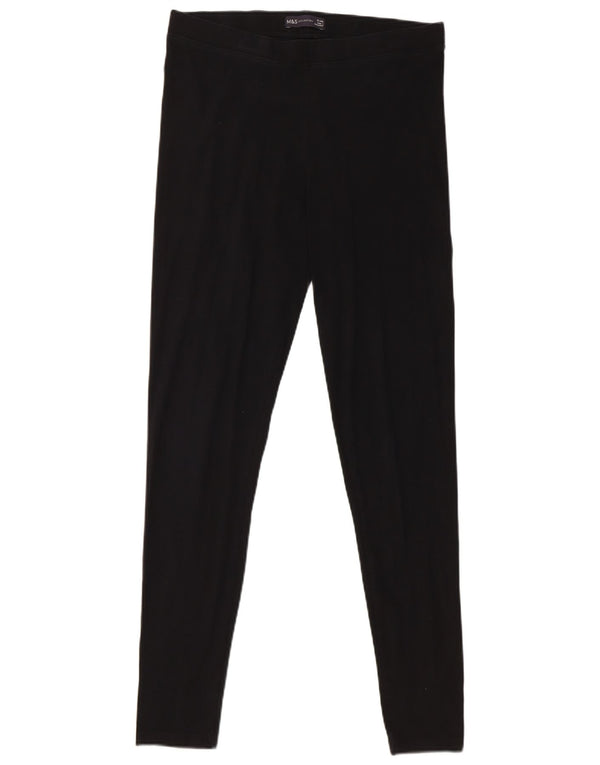Marks & Spencer Womens Leggings UK 12 Medium  Black Cotton