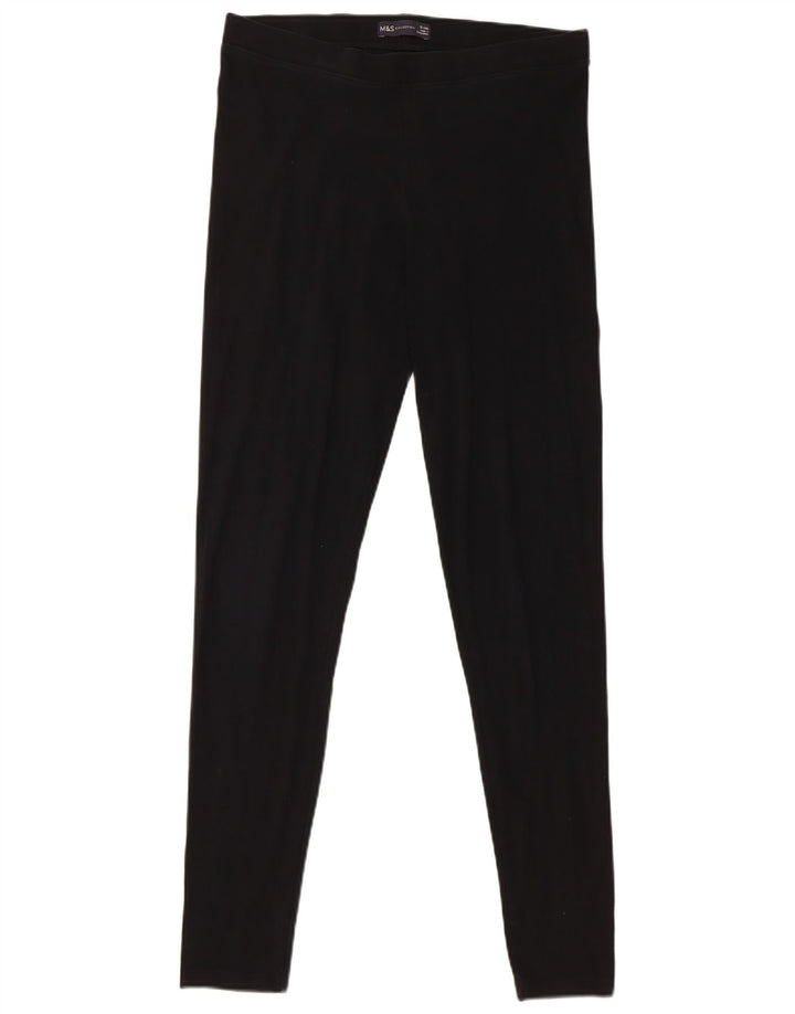 Marks & Spencer Leggings Femme UK 12 Coton Noir Moyen