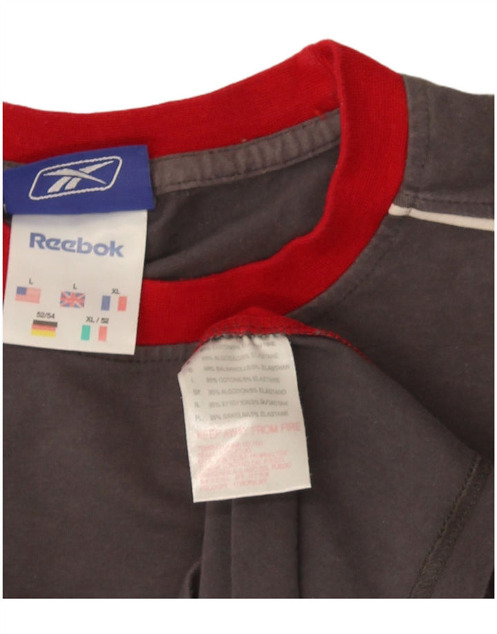 Reebok T-Shirt Homme Haut Large Gris Colorblock Cotton