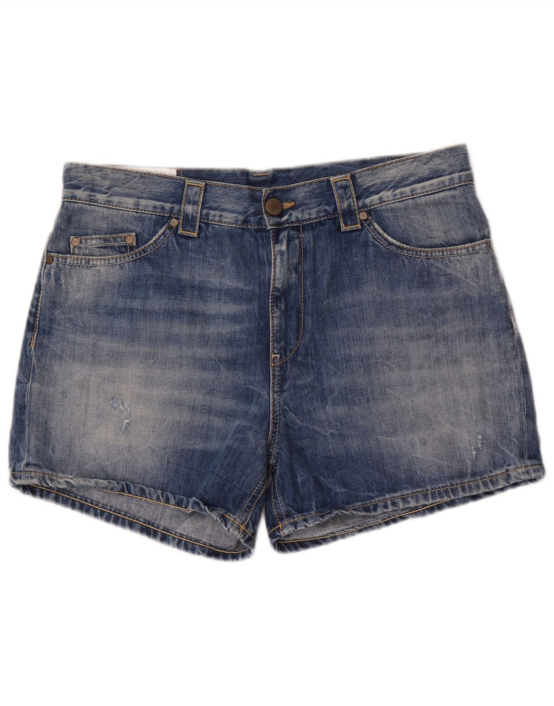 Dondup Short en Jean Taille Haute Femme W29 Bleu Moyen Coton