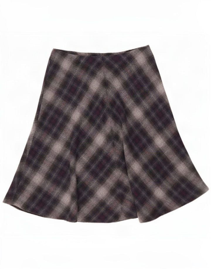 Marks & Spencer Jupe évasée pour femme UK 12 Medium W30 Gris Plaid Polyester