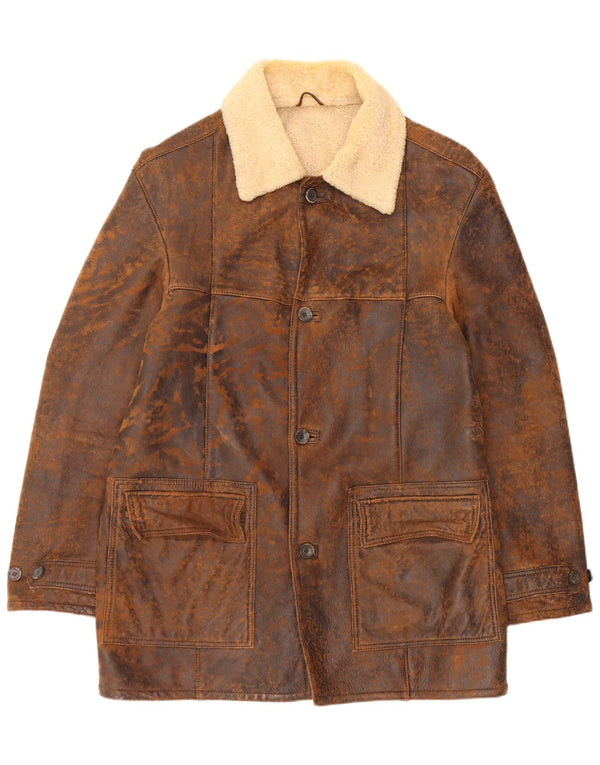 Marlboro Classics Veste en peau de mouton pour homme UK 42 XL Peau de mouton marron