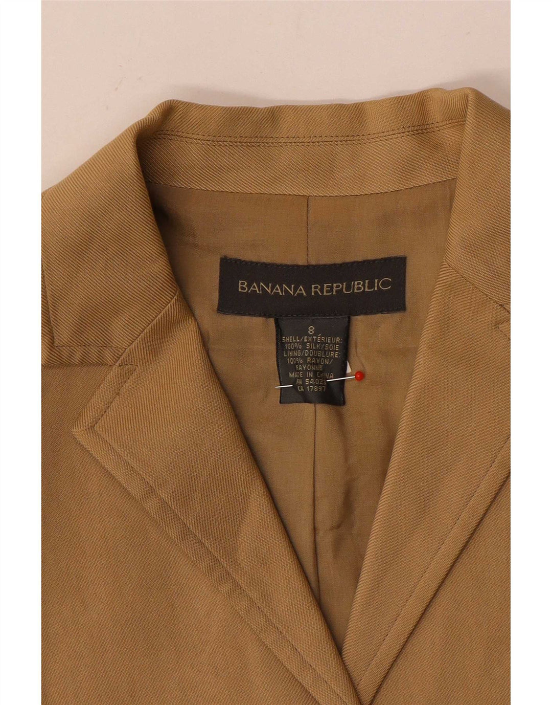 Banana Republic Veste Blazer 3 Boutons pour Femme UK 8 Petite Soie Beige
