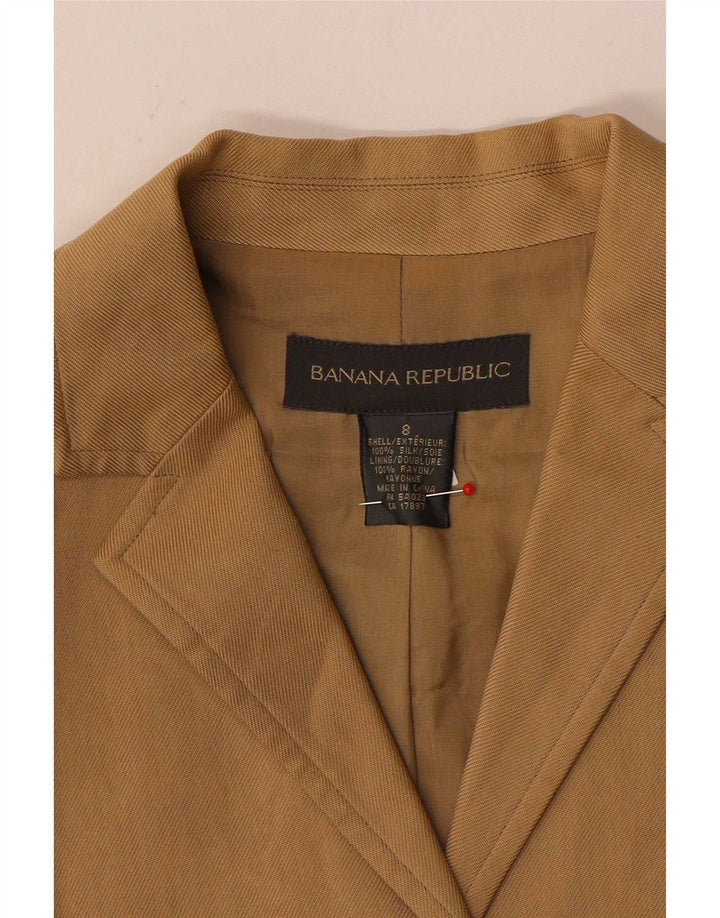 Banana Republic Veste Blazer 3 Boutons pour Femme UK 8 Petite Soie Beige