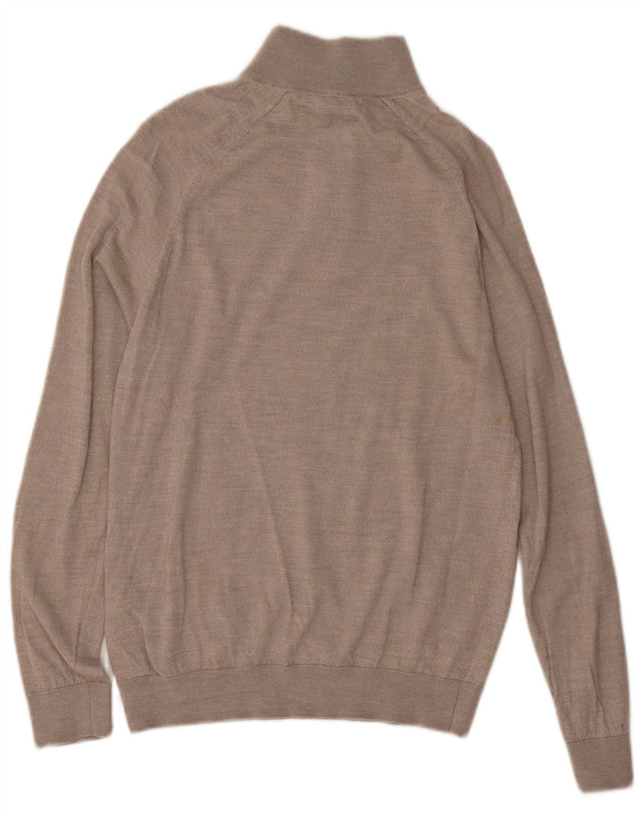 REISS Pull col zippé pour homme en laine gris moyen