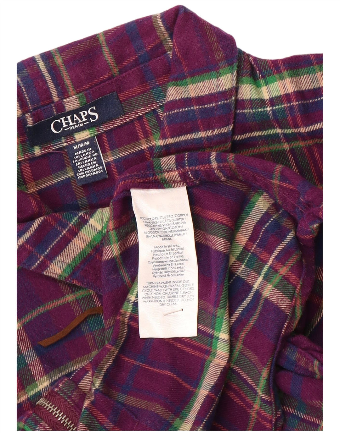 Chaps Chemise en flanelle pour femme UK 14 Coton à carreaux violet moyen