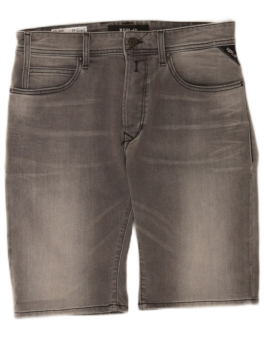 Replay Short Larston Denim W30 Homme Gris Moyen Coton