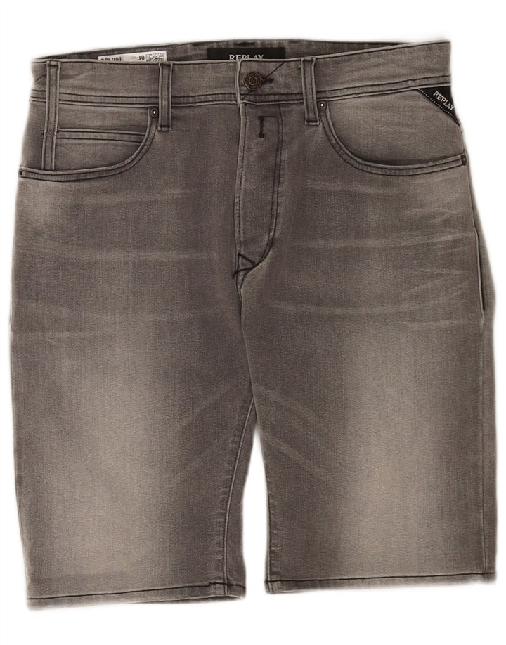 Replay Short Larston Denim W30 Homme Gris Moyen Coton