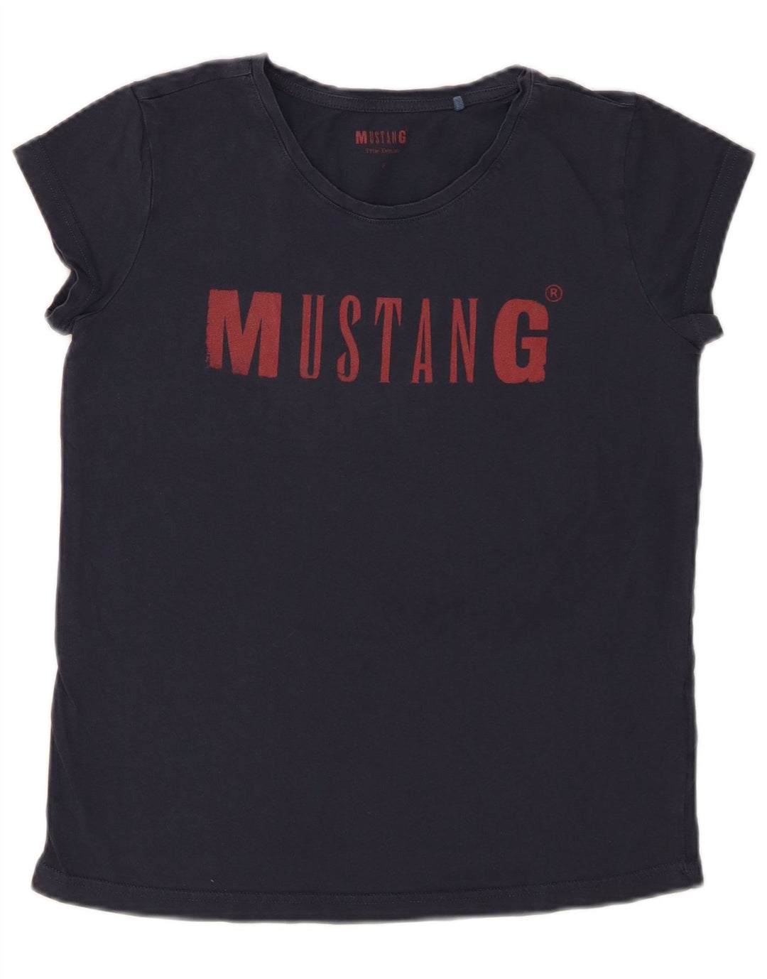 MUSTANG T-shirt graphique pour femme UK 10 Petit coton bleu marine
