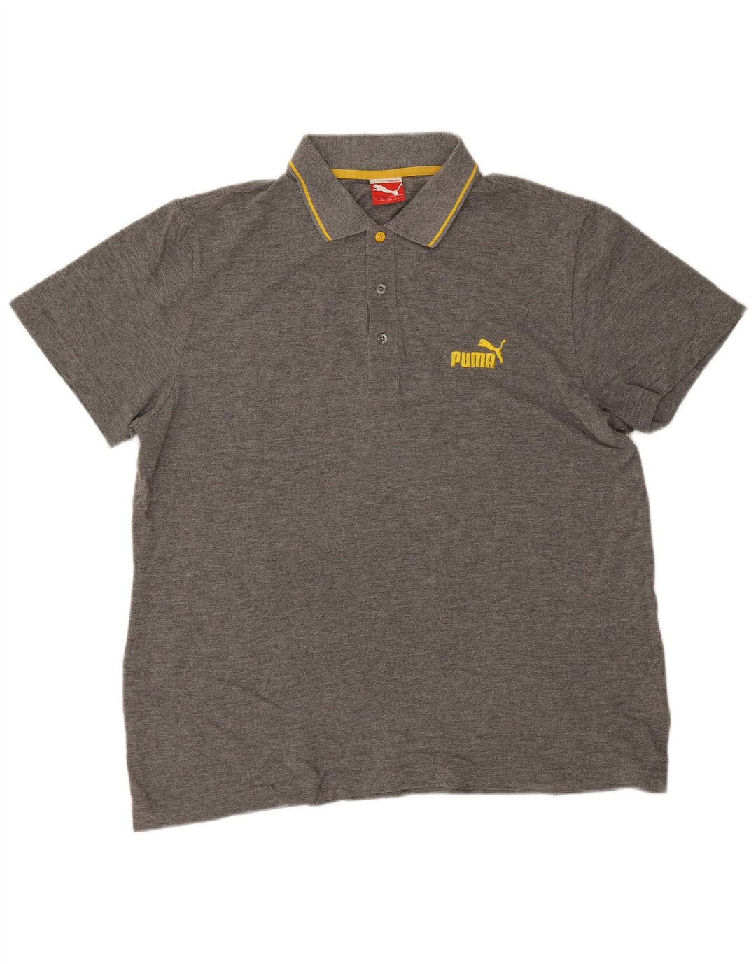 Puma Polo Homme Large Gris Rayé Coton
