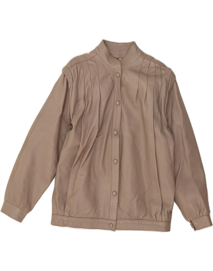 VINTAGE Womens Leather Jacket UK 14 Large Beige Leather Vintage Vintage and Second-Hand Vintage from Messina Hembry 