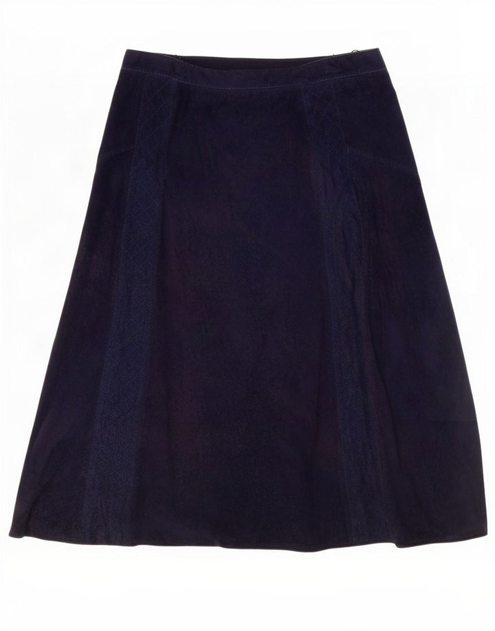 vintage Femme Daim A-Line Jupe Moyenne W30 Bleu Marine