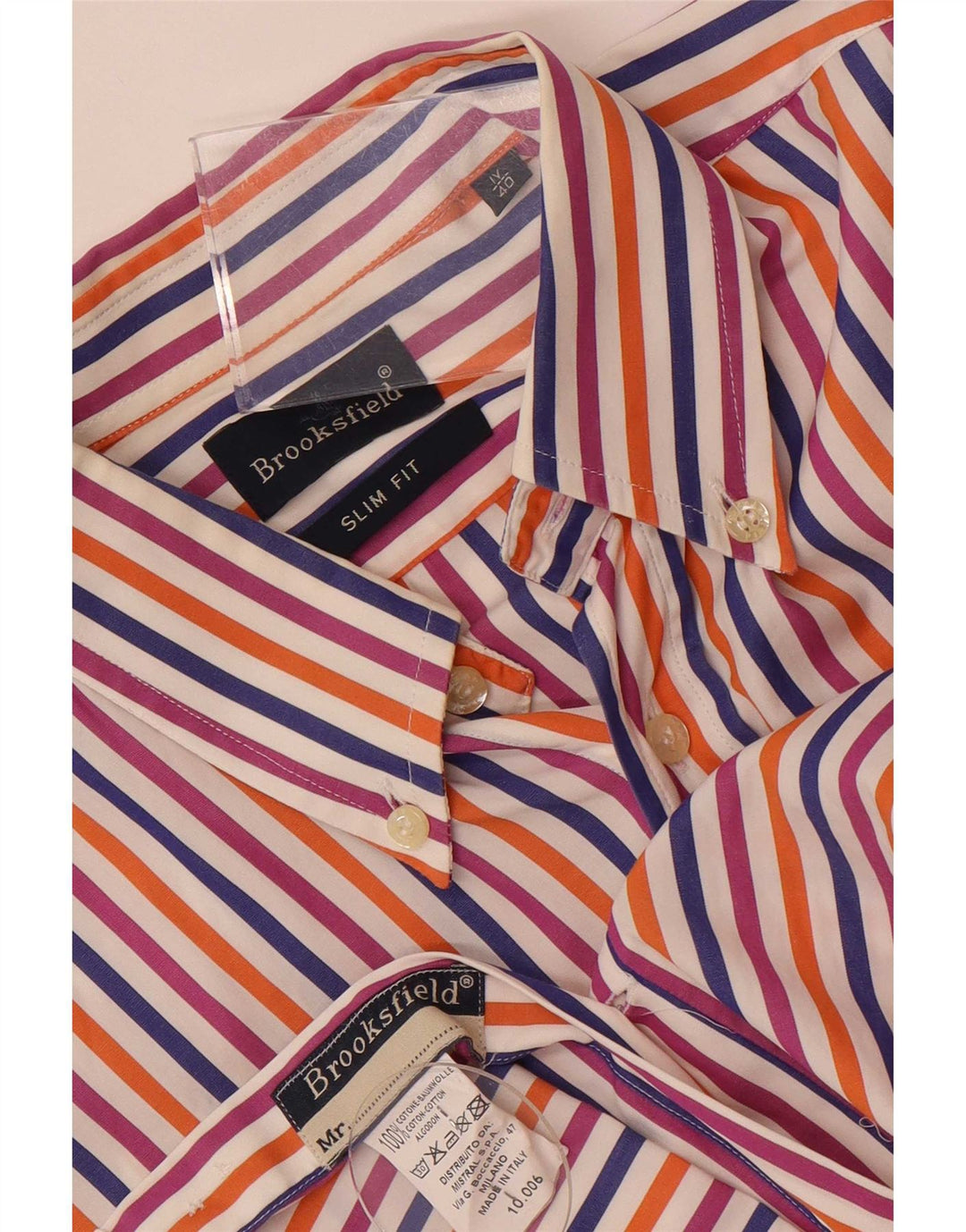 Brooksfield Mens Slim Fit Shirt Taille 40 Moyen Multicolore Rayé Coton