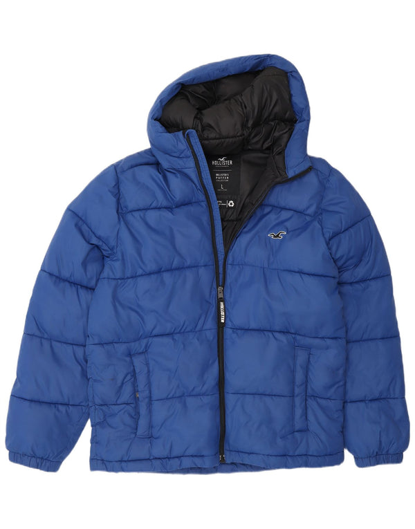 Hollister Mens Hooded Padded Jacket UK 40 Large Blue Nylon