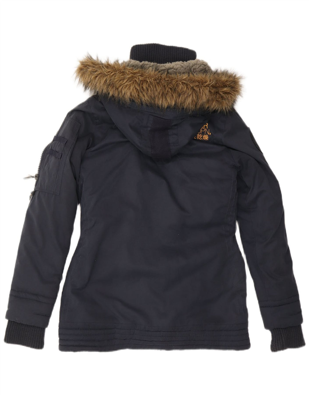 SUPERDRY Veste coupe-vent à capuche pour femme UK 14 Bleu marine moyen Polyester