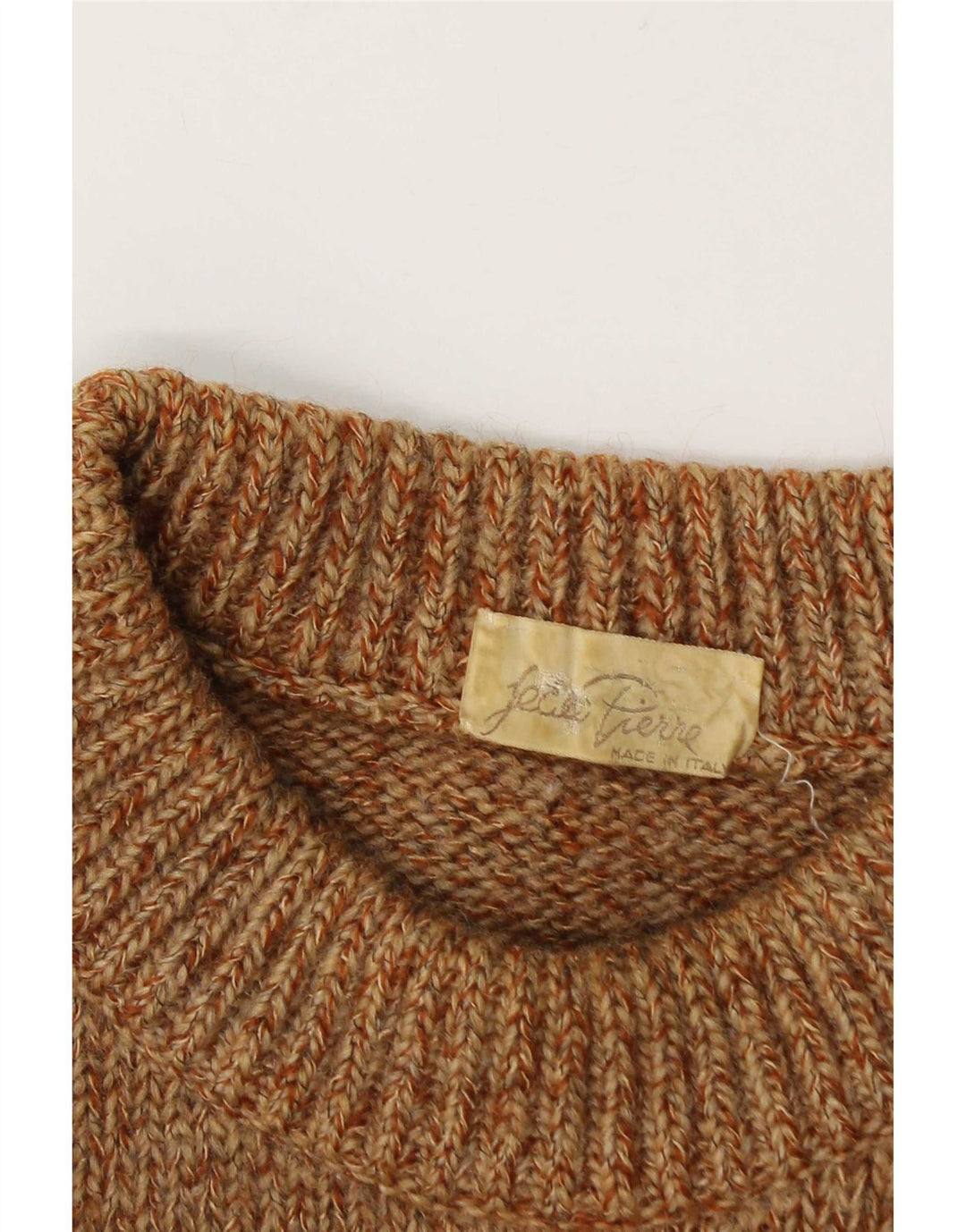 vintage Mens Crew Neck Jumper Pull Grand Beige Moucheté
