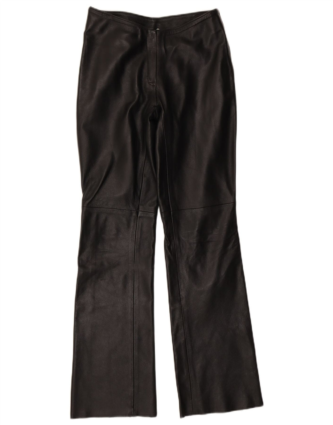 VINTAGE Pantalon en cuir femme UK 10 Small W27 L31 Noir