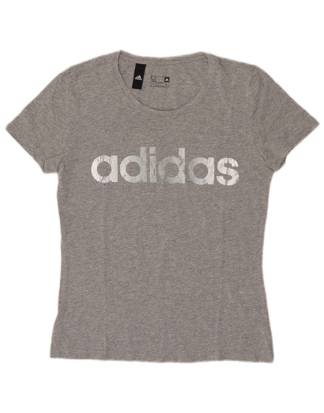 ADIDAS T-shirt graphique pour femme UK 12/14 Gris moyen Coton