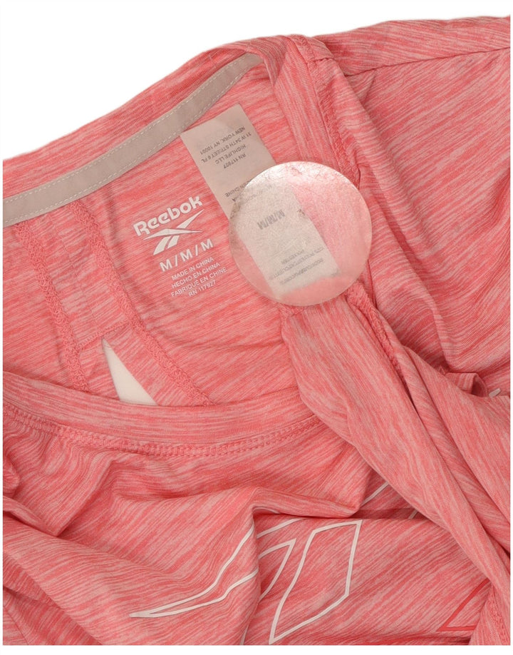 Reebok T-Shirt Graphique Femme UK 12 Rose Moyen Moucheté Polyester