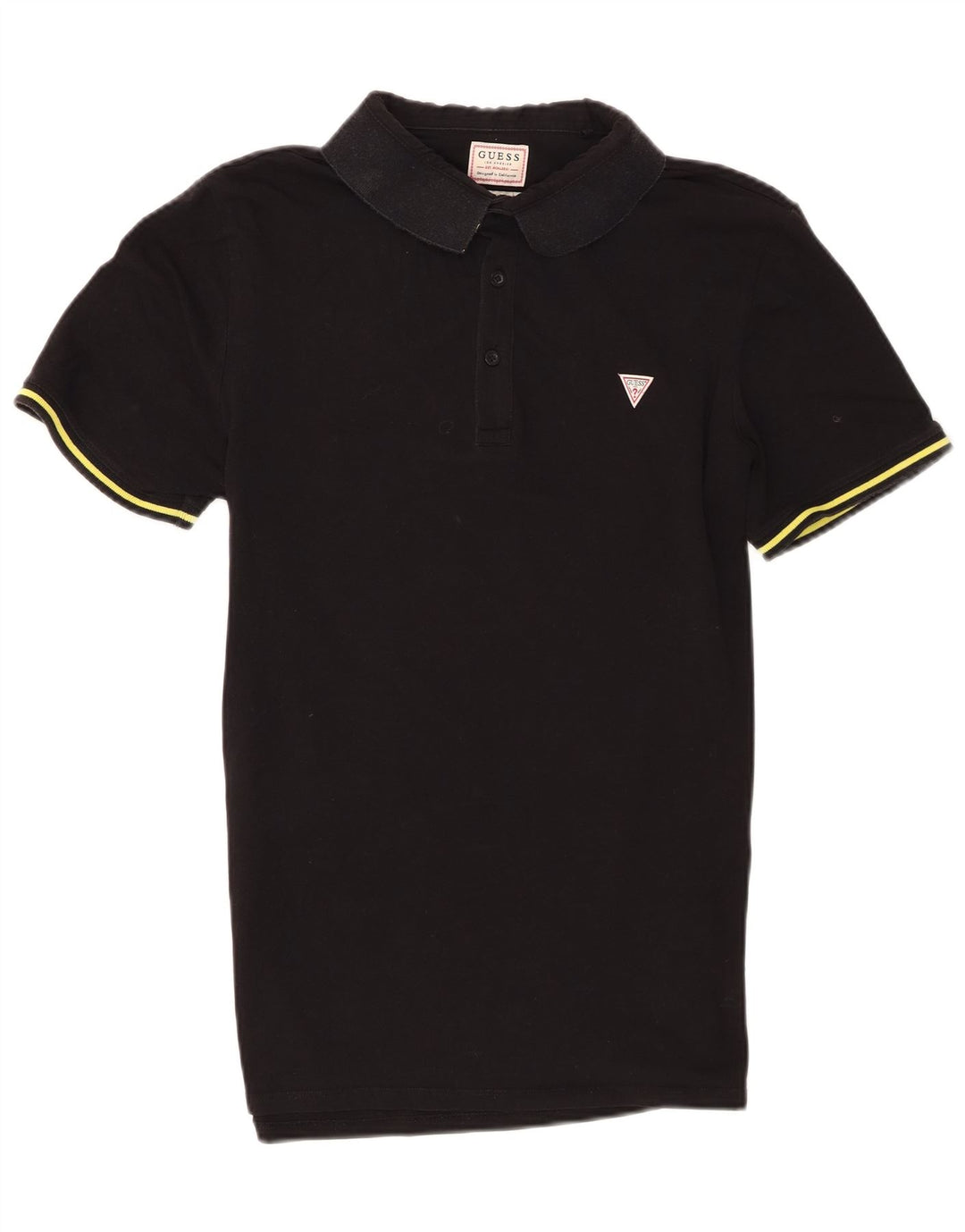 Guess Polo à manches courtes pour hommes, coupe régulière, coton noir moyen