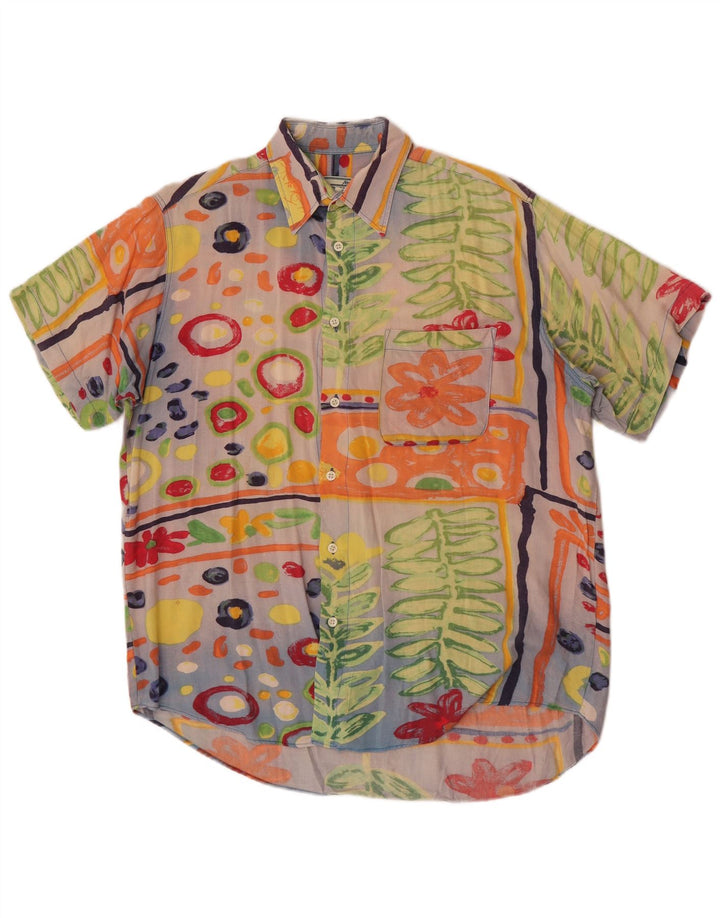JAMES DILLON Chemise à Manches Courtes Homme Medium Multicolore Patchwork