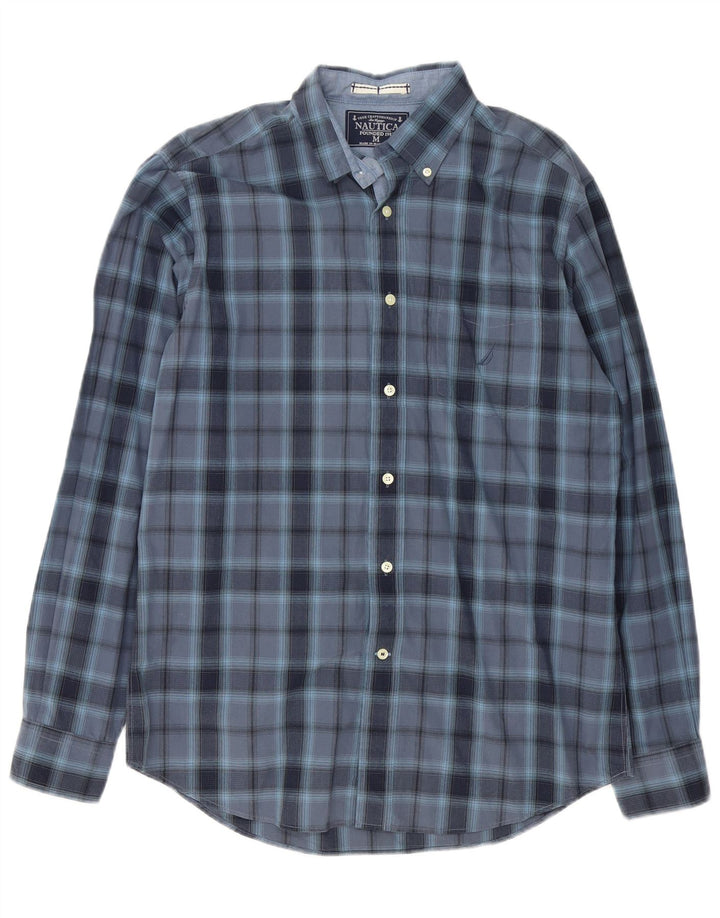 Nautica Chemise Homme Bleu Marine Moyen Carreaux Coton
