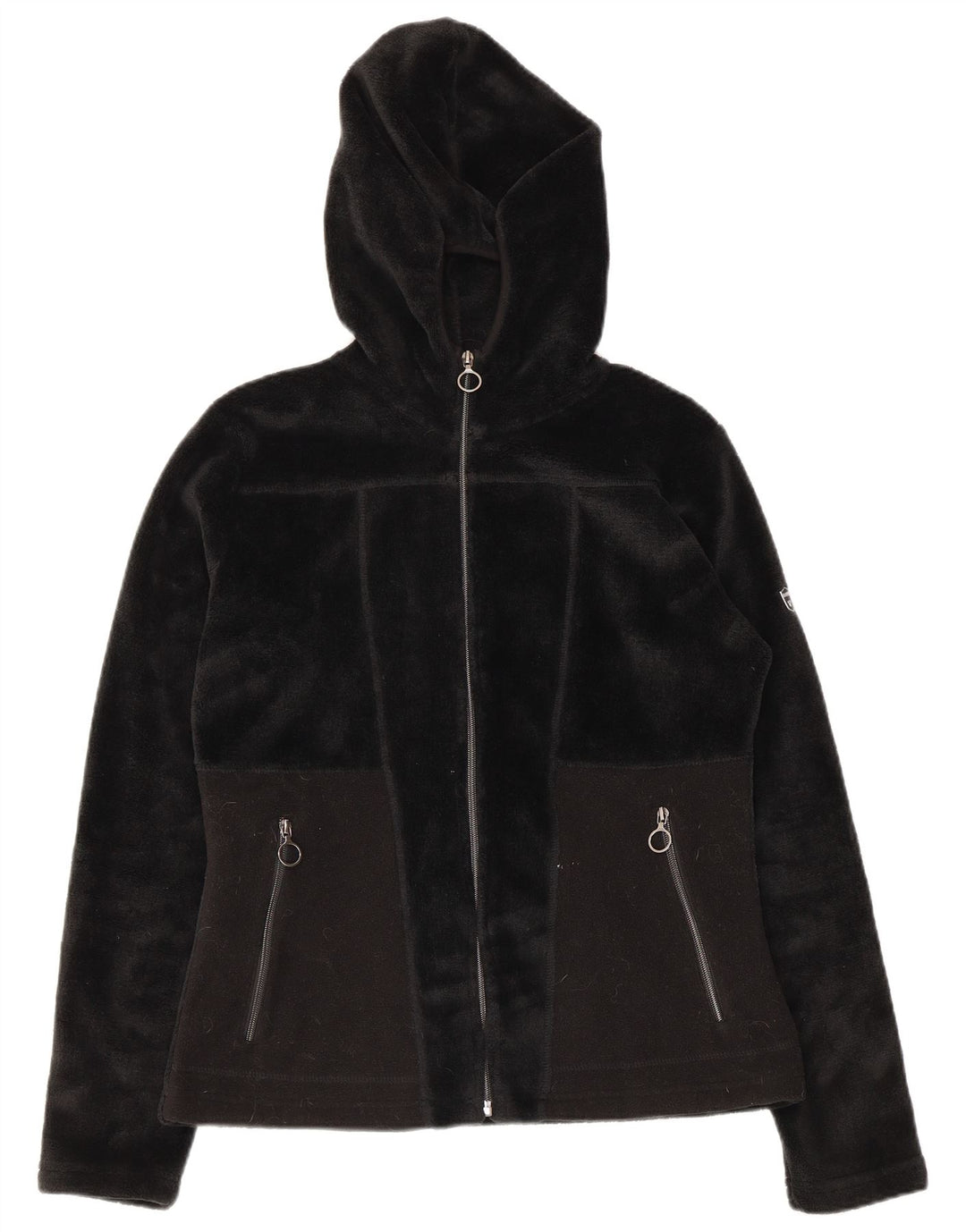 Brugi Veste polaire à capuche pour femme UK 12 Medium Noir Polyester