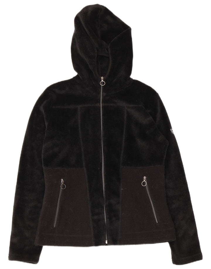 Brugi Veste polaire à capuche pour femme UK 12 Medium Noir Polyester