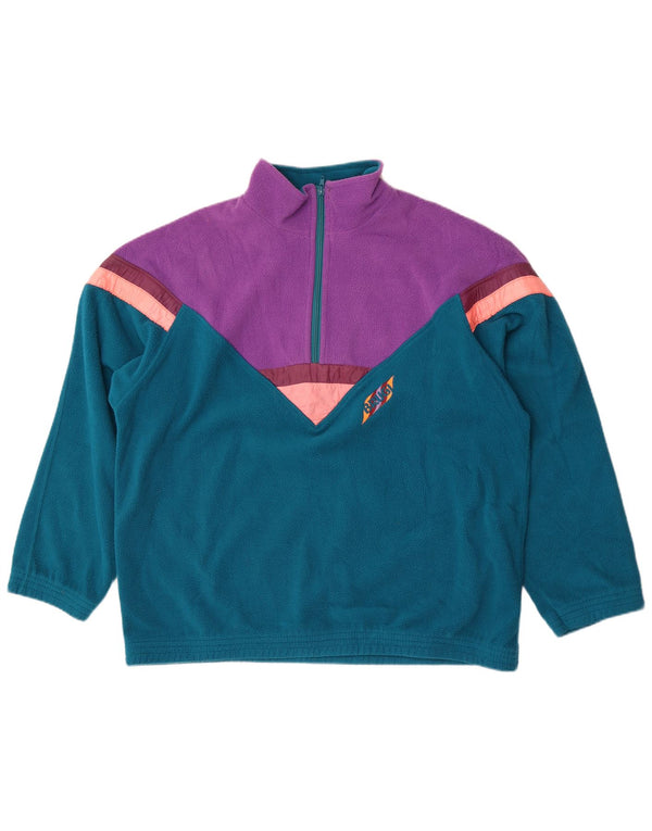 Brugi Pull polaire à col zippé pour homme XL Bleu Colorblock Sports