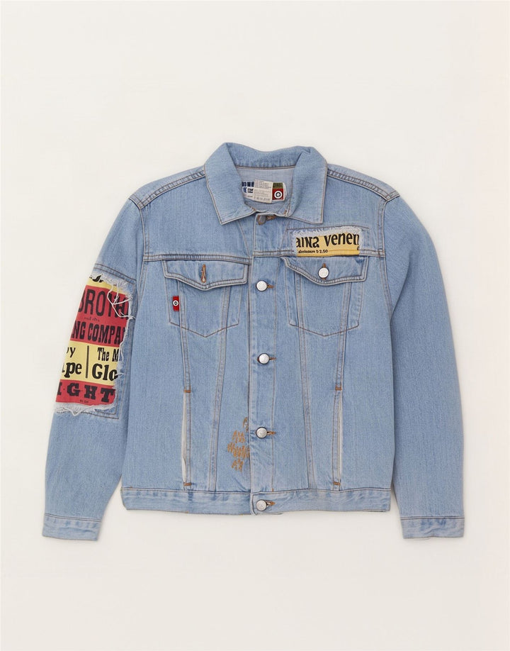 Chambers Veste en jean graphique pour femme UK 12 Bleu moyen Coton