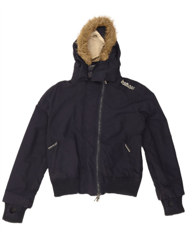 Superdry Veste coupe-vent bomber pour femme UK 14 Bleu marine moyen