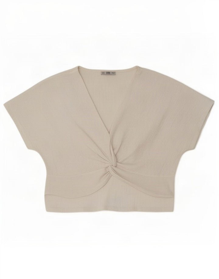 Zara Femme Chemisier Top UK 14 Medium Blanc Polyester