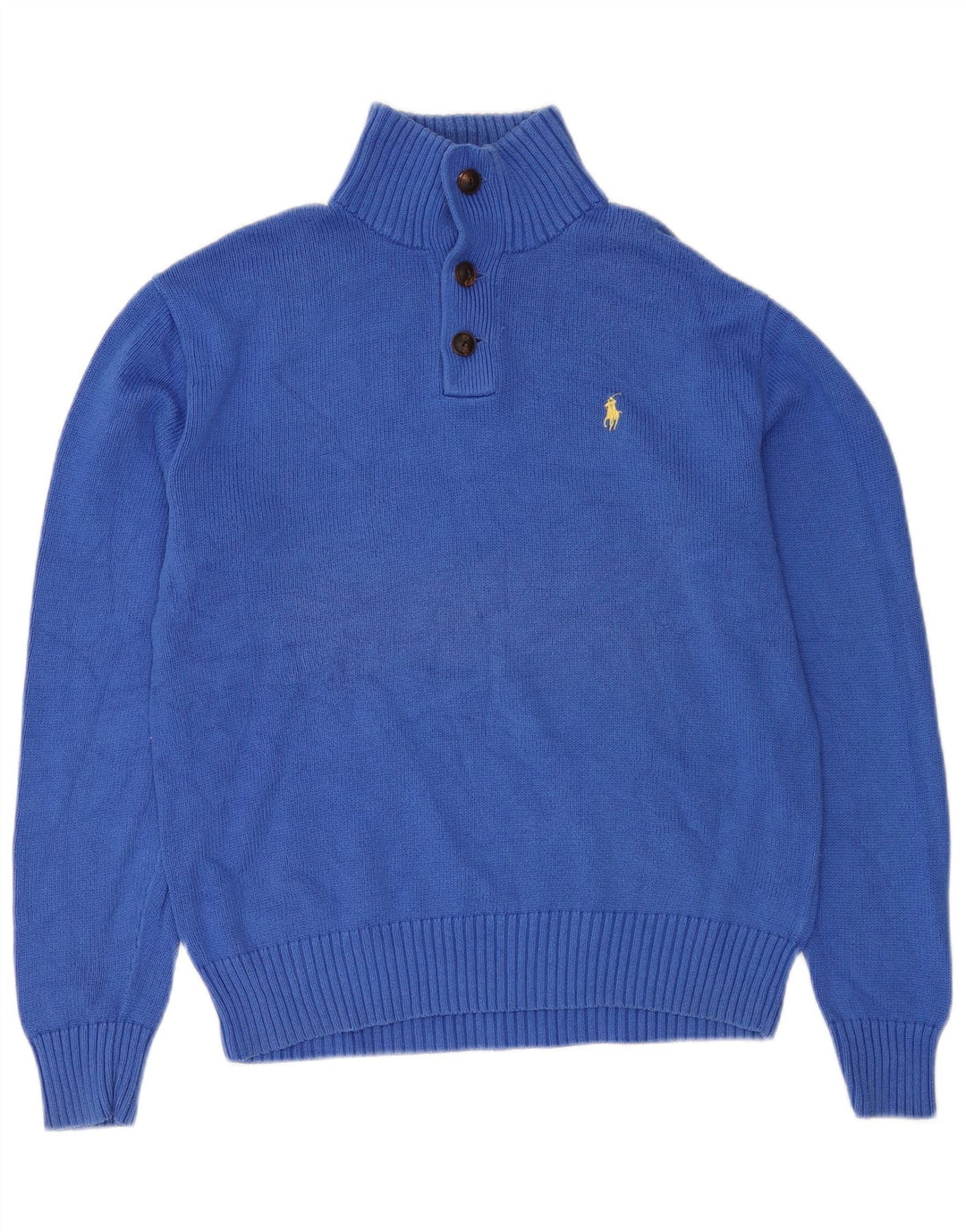 POLO RALPH LAUREN Pull Col Boutonné Homme Bleu Moyen Coton