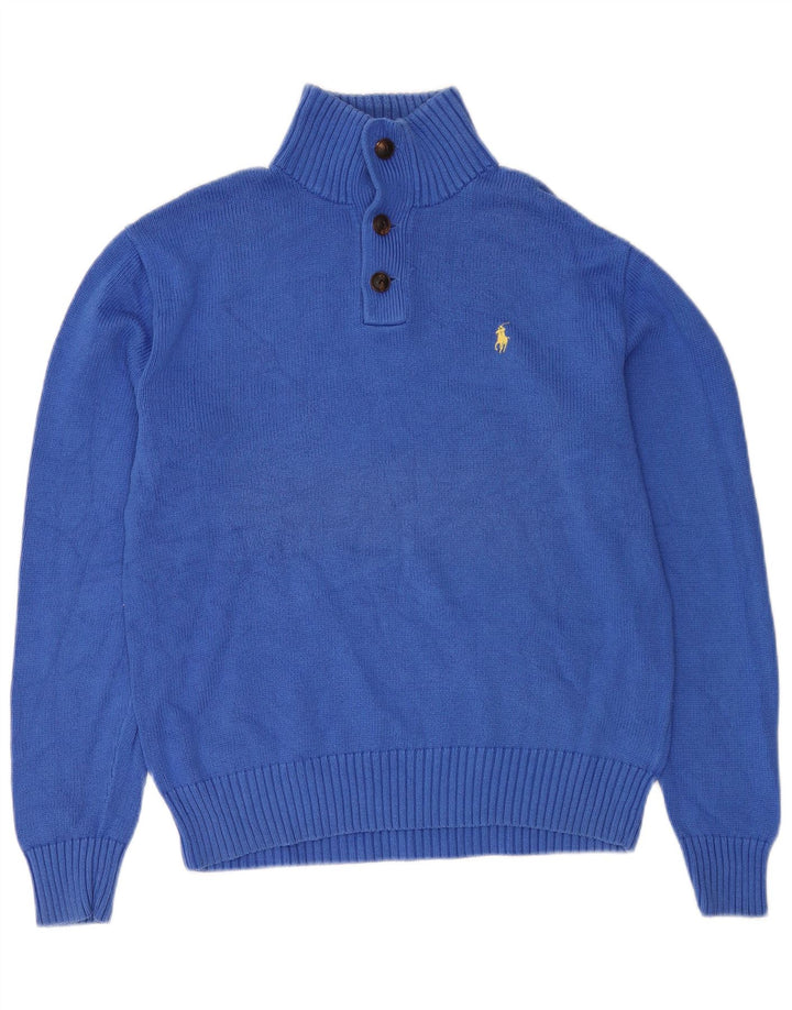 POLO RALPH LAUREN Pull Col Boutonné Homme Bleu Moyen Coton