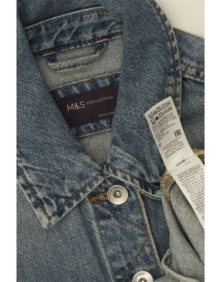 Marks & Spencer Veste en jean pour femme UK 10 Petit coton bleu