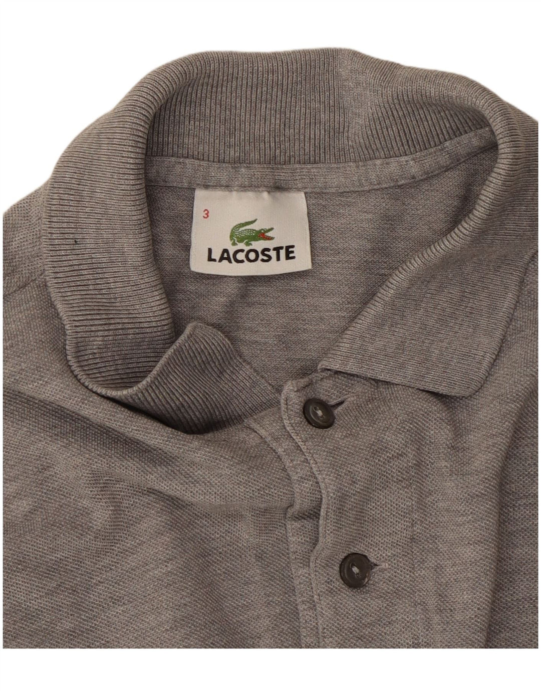 LACOSTE Polo Homme Taille 3 Petit Gris Coton