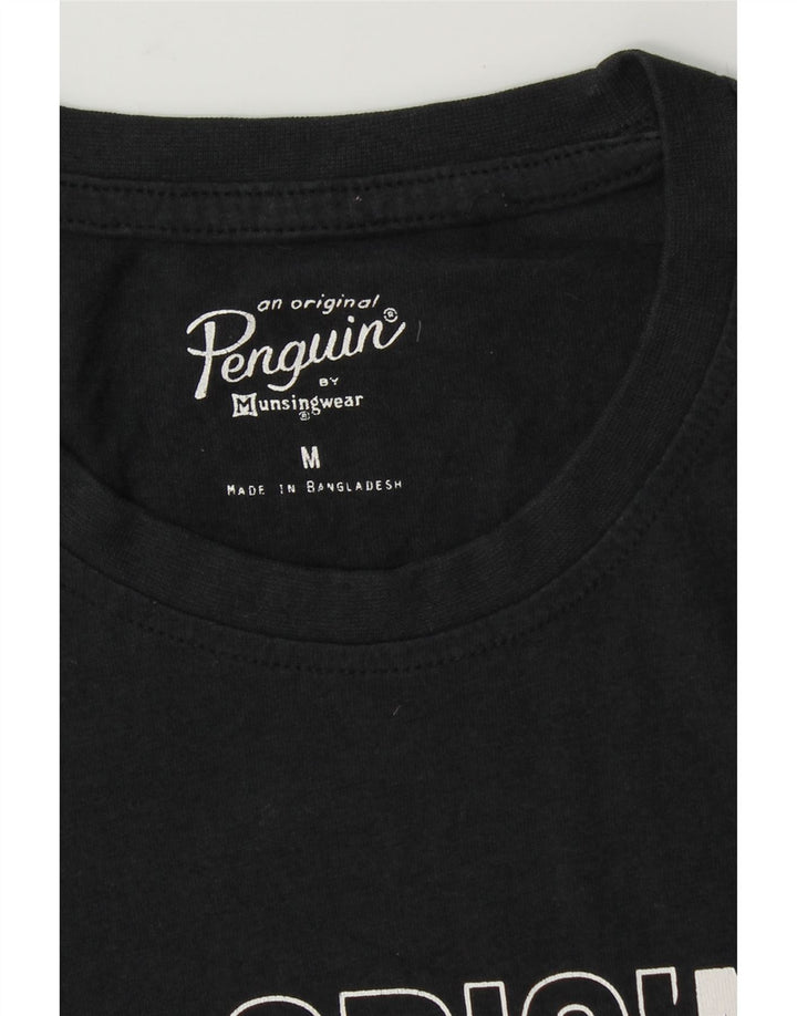 PENGUIN Womens Graphic T-Shirt Top UK 14 Medium Black Vintage Penguin and Second-Hand Penguin from Messina Hembry 