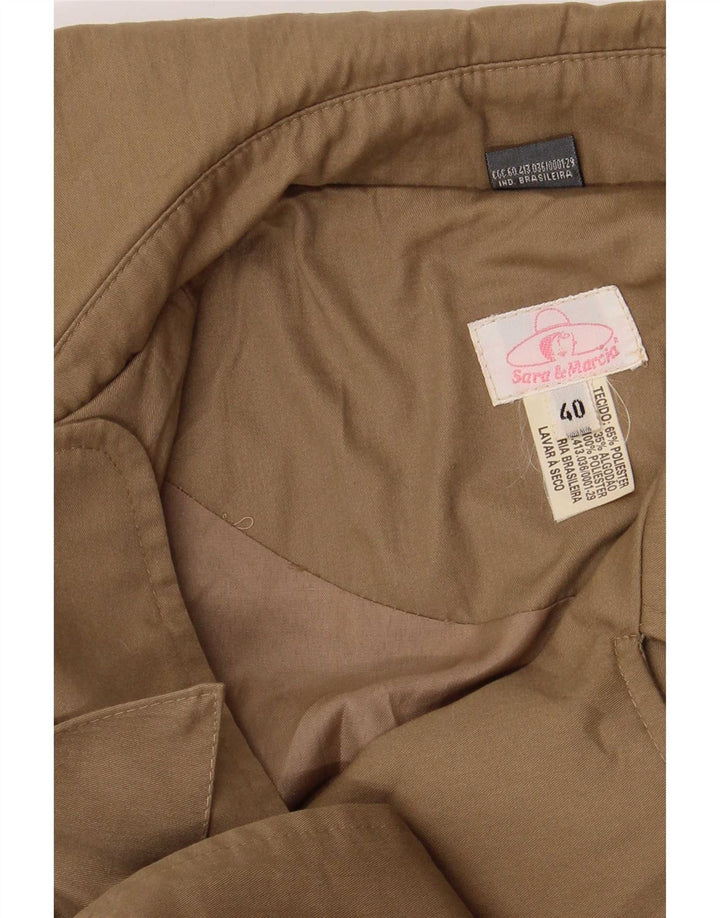 vintage Femme Longline Oversize Trench Coat IT 40 Petit Polyester Beige