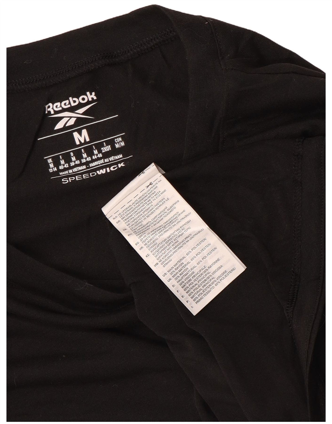 REEBOK Femmes Crop Top Manches Longues UK 12/14 Moyen Noir Polyester