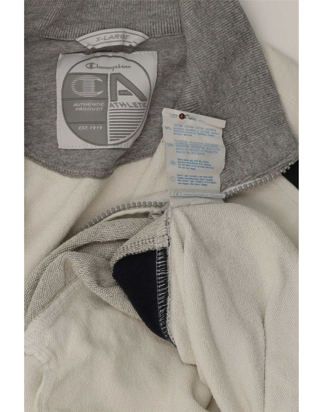Champion Veste de survêtement pour homme XL en coton color block blanc