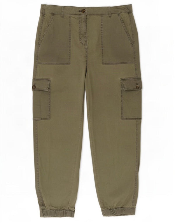 Marks & Spencer Pantalon cargo de jogging pour femme UK 12 Medium W30 L26 Kaki
