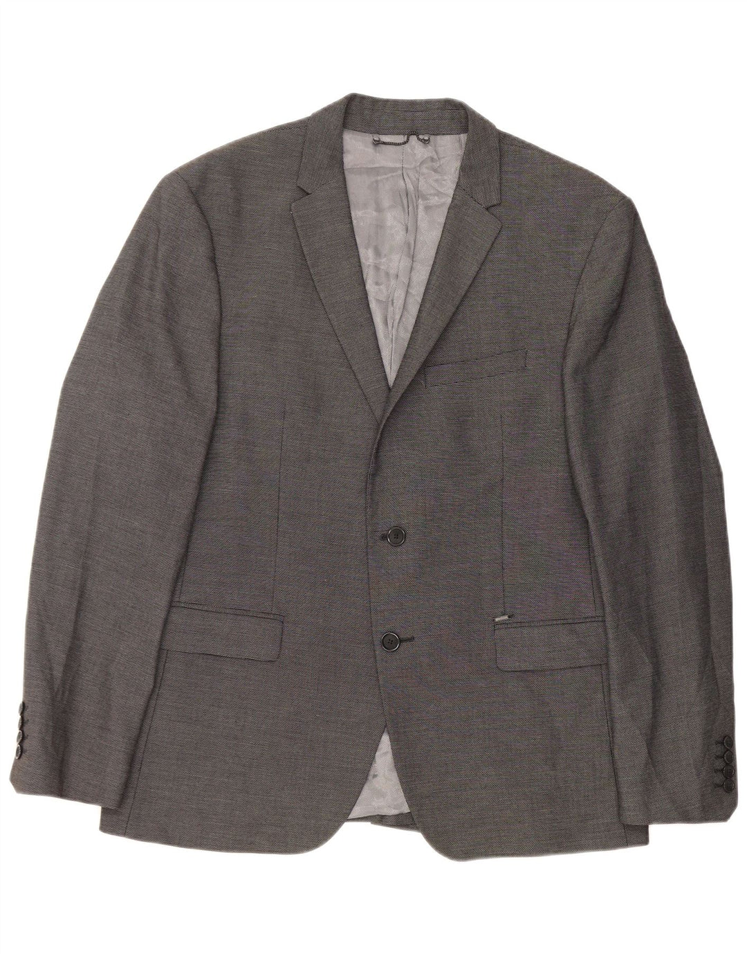 Zara Homme 2 Bouton Blazer Veste Taille 54 XL Gris Polyester