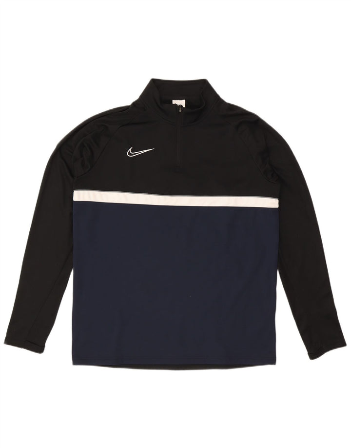 Nike Haut de survêtement Dri Fit avec col zippé et col zippé pour homme, grand, noir, color block